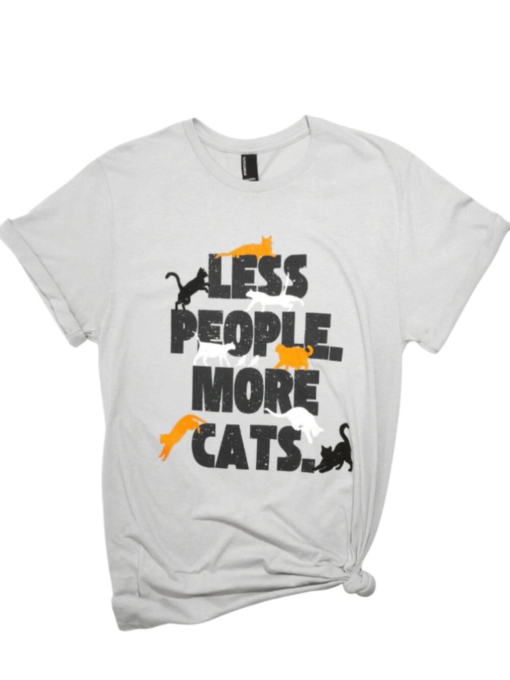 New Less People More Cats Gray Cotton Cat Kitty Tee T-Shirt Womens Size XL - Picture 2 of 4
